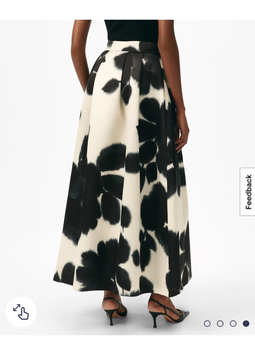 Brooks Brothers Black and White Floral A-Line Midi Skirt- size 4 - Picture 3 of 15